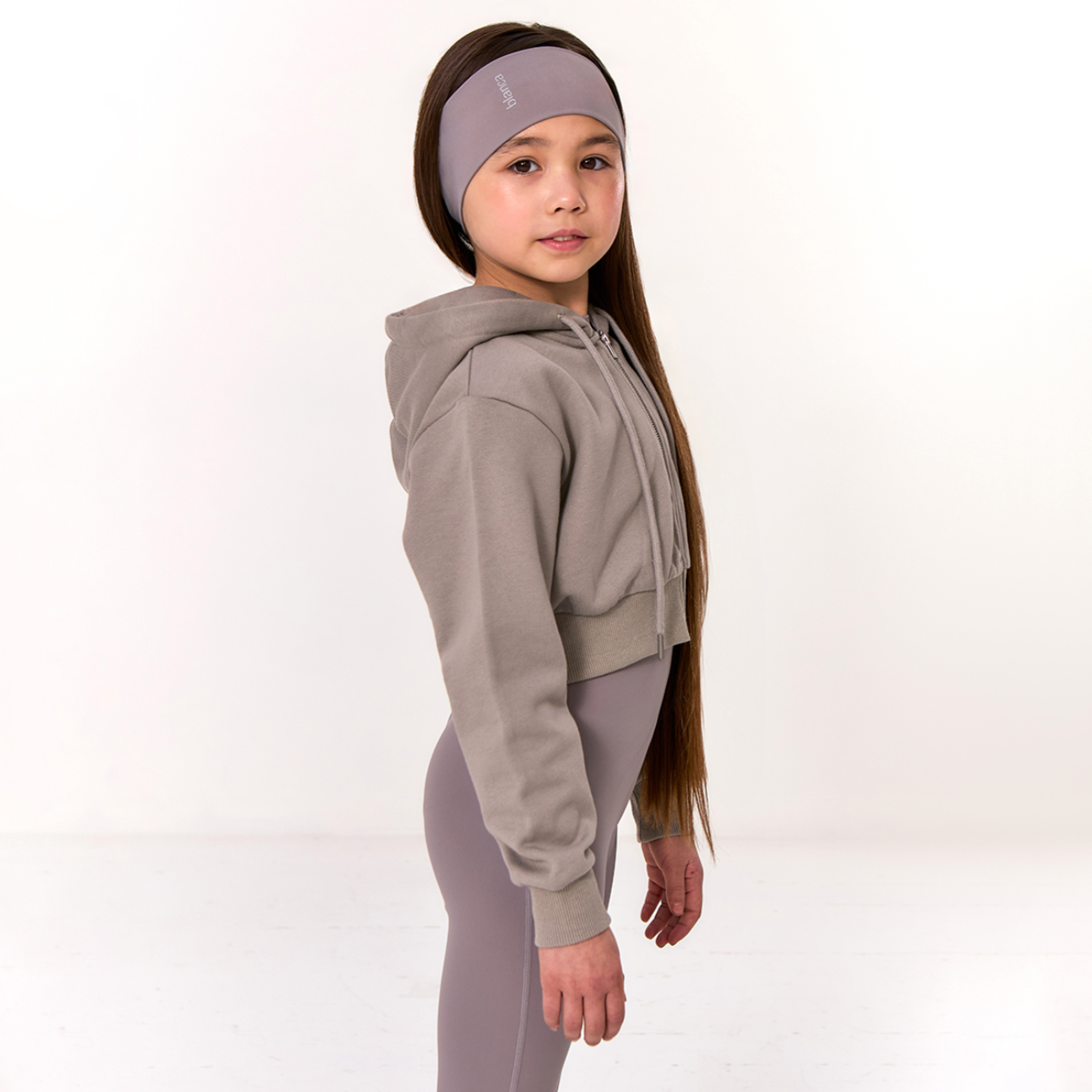 Blanca Kids Girls Grey Cropped Zip-up Hoody