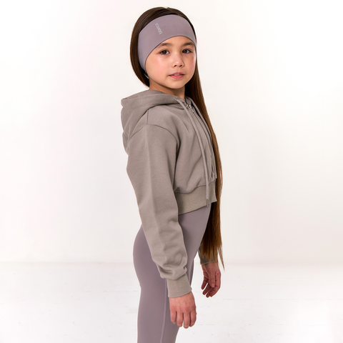 Blanca Kids Girls Grey Cropped Zip-up Hoody