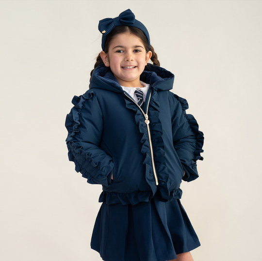 Girls Navy Frill Jacket