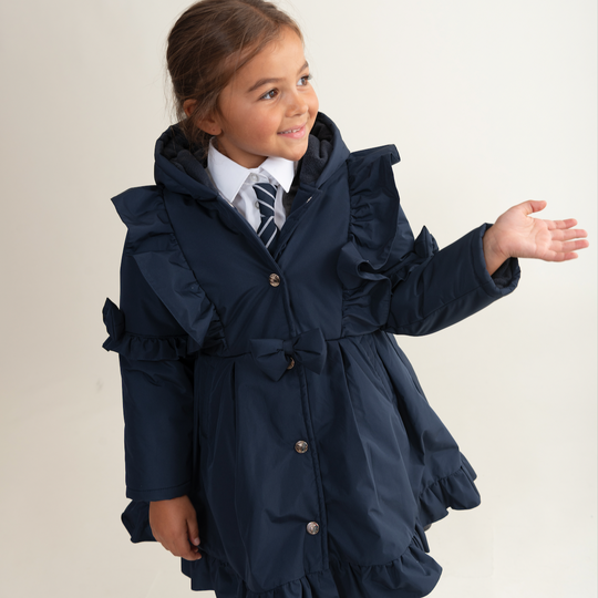 Girls Navy Frill Coat