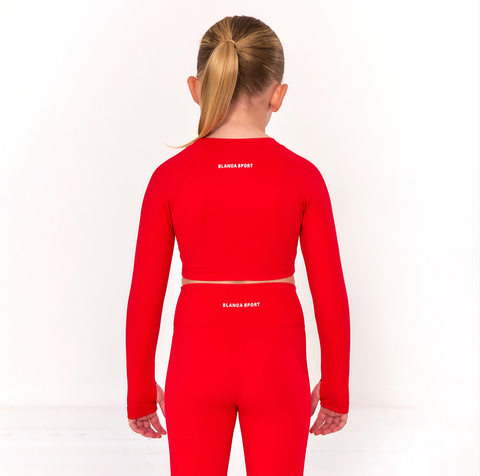 Girls Red Legging Gym Set