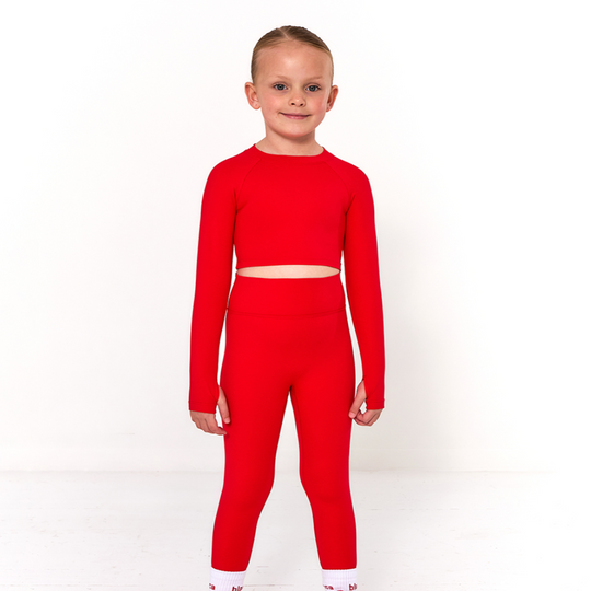 Girls Red Legging Gym Set