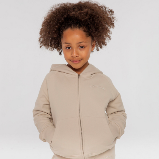 Girls Cream Zip-up Hoody