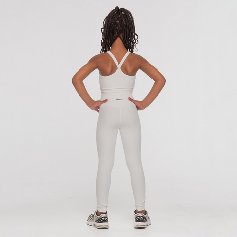 Girls White Ribbed Legging Gym Set