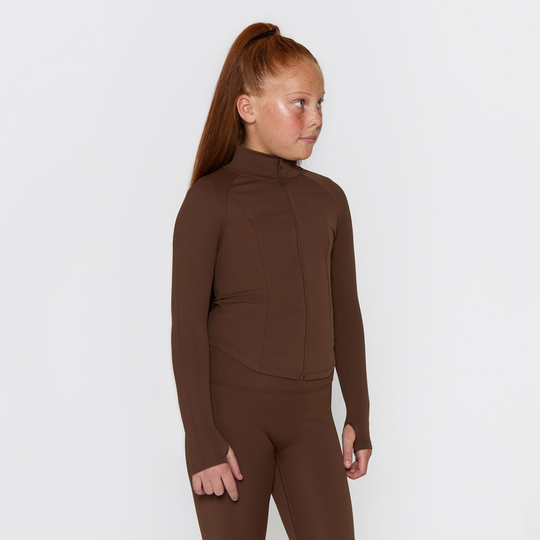 Girls Brown Legging Gym Jacket