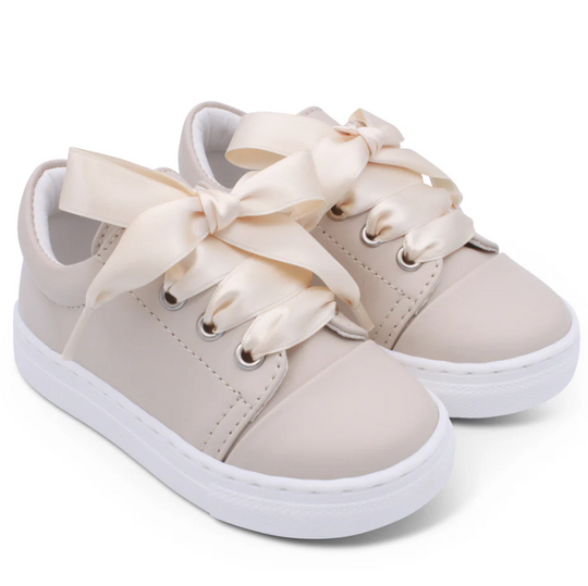 Girls Biege Leather Trainer
