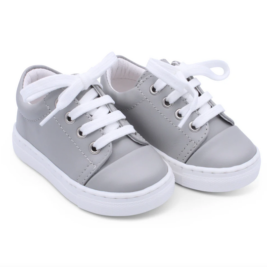 Boys Grey Leather Trainer