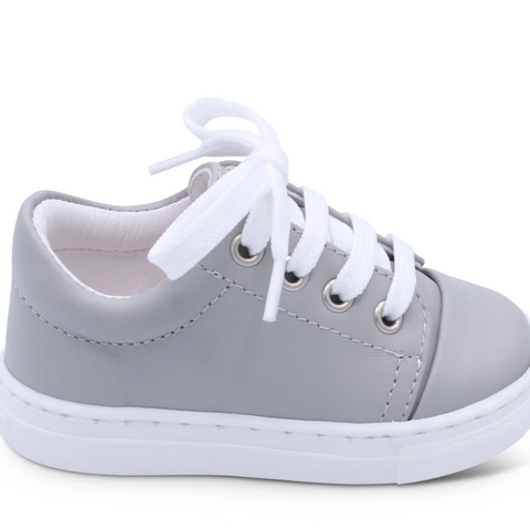 Boys Grey Leather Trainer