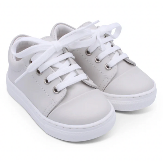 Boys Beige Leather Trainer