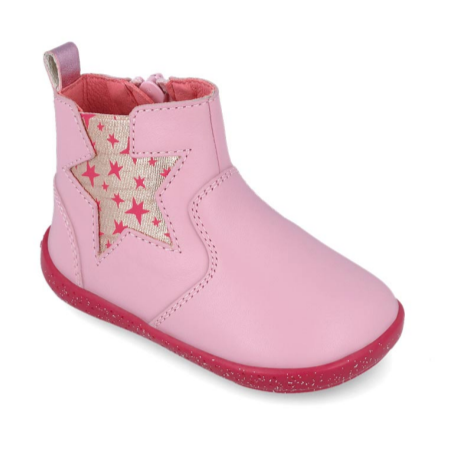 Girls Pink Leather Star Ankle Boot