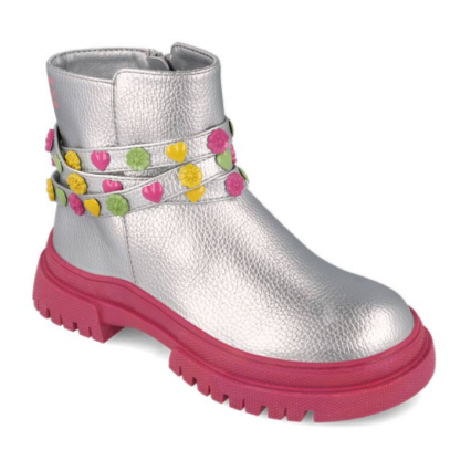 Girls Silver Ankle Boots