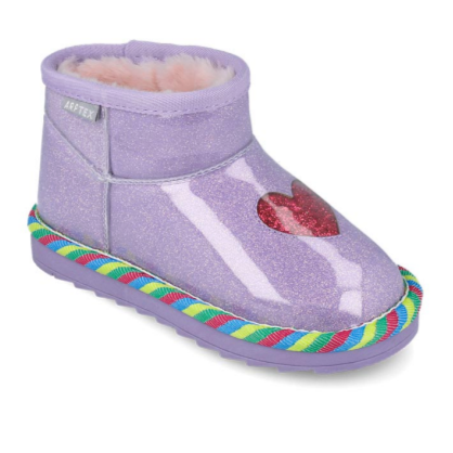 Girls Lilac Faux Fur Lined Glitter Boots