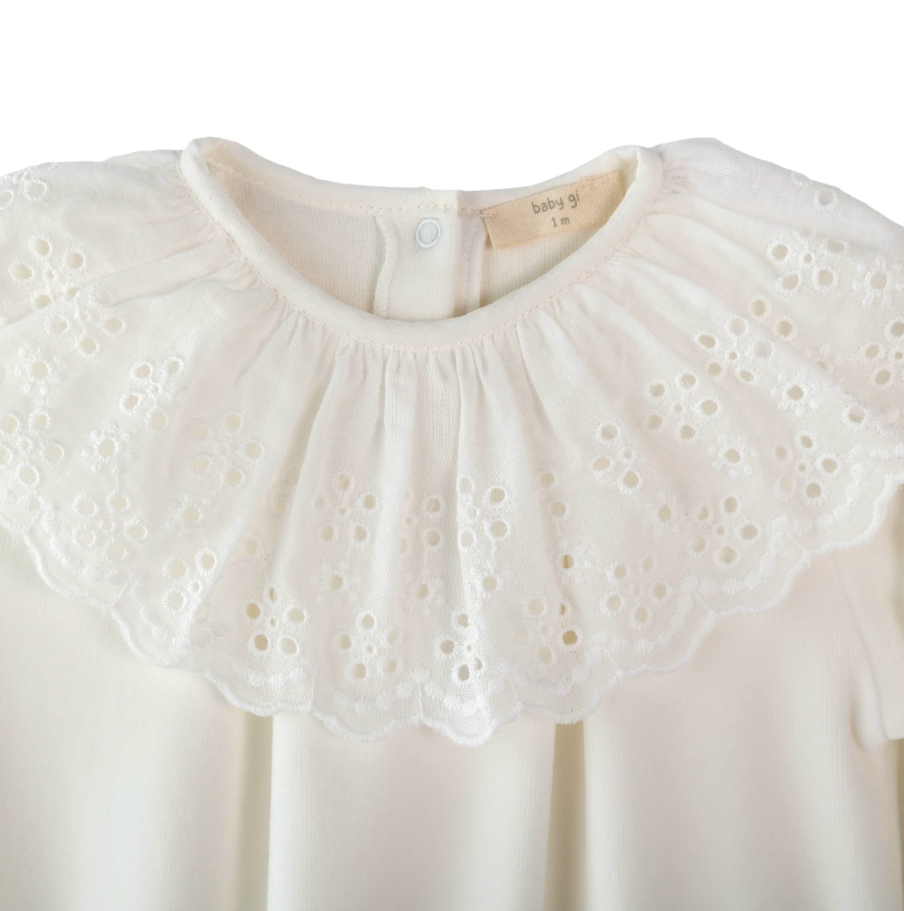 Baby Gi Baby Girls Ivory Velour Broderie Anglasie Babygrow