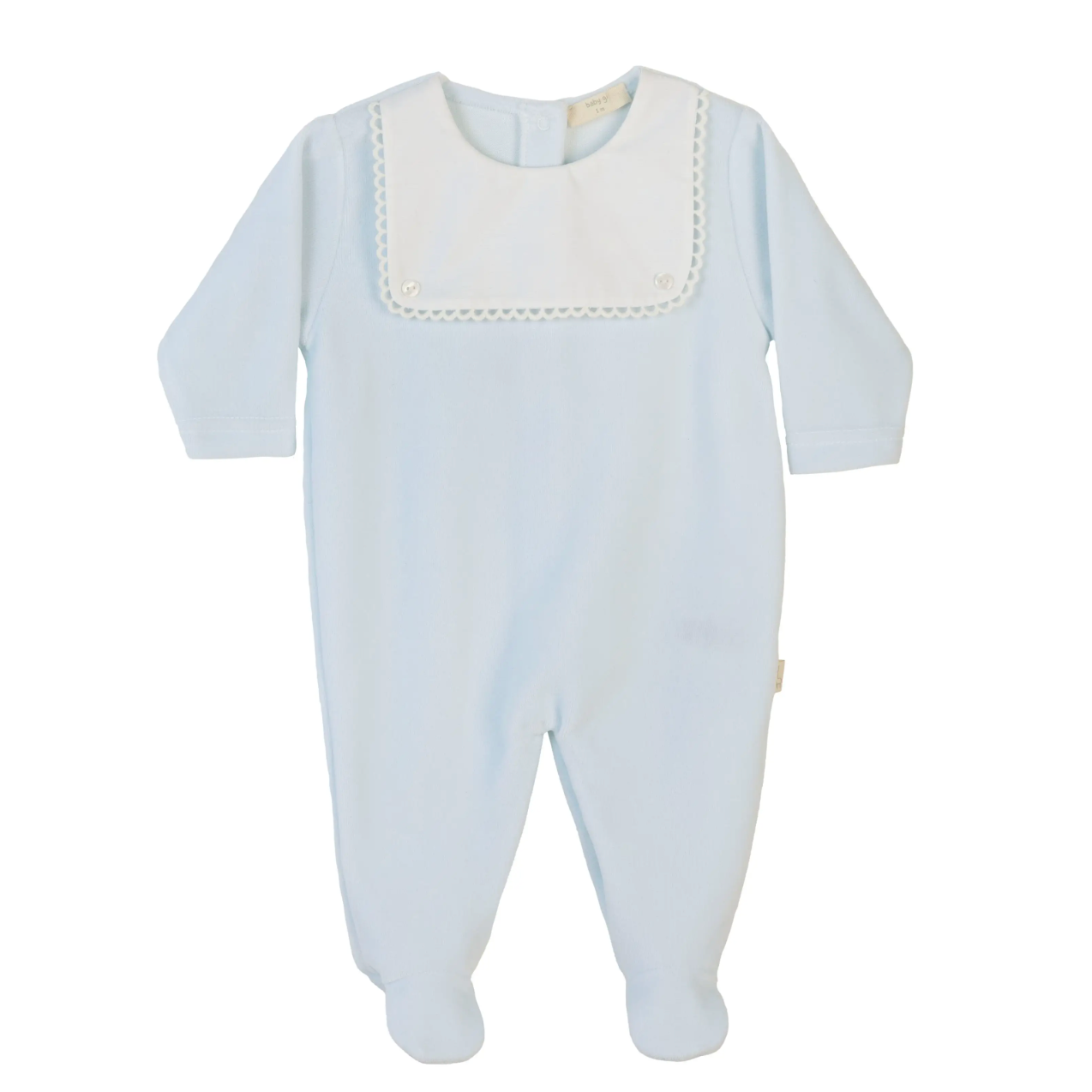 Baby Gi Baby Blue Velour Babygrow