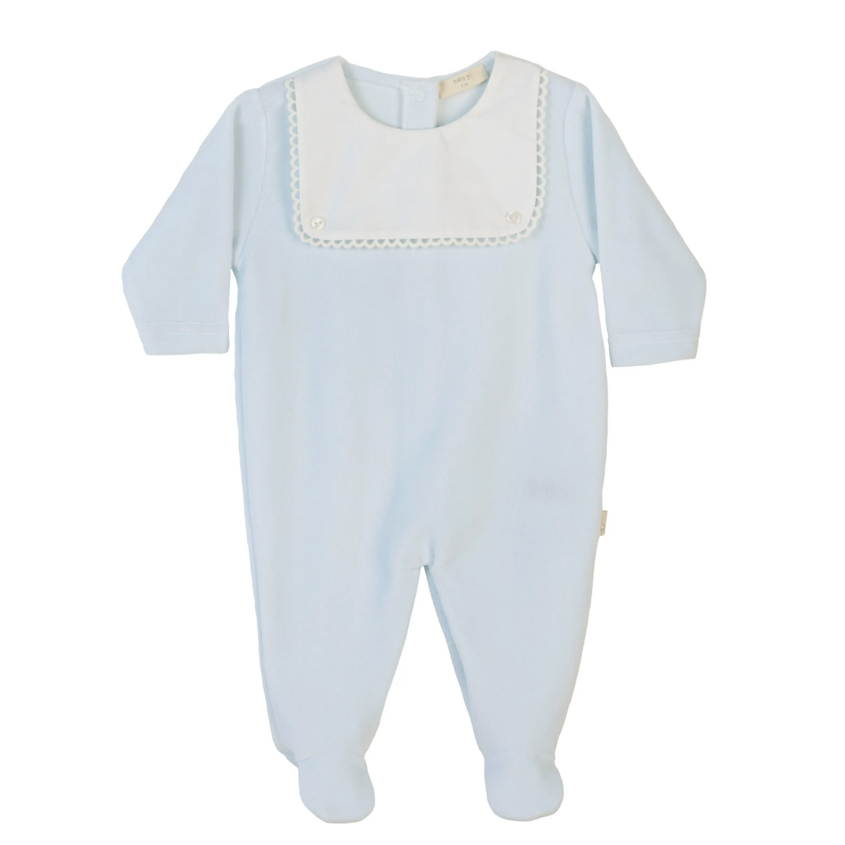 Baby Gi Baby Blue Velour Babygrow