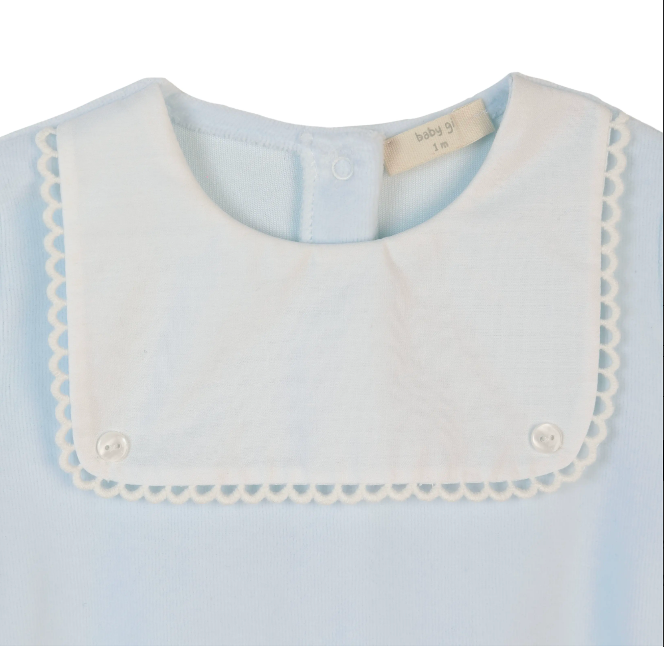 Baby Gi Baby Blue Velour Babygrow