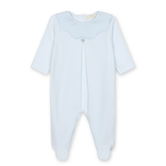 Baby Blue Velour Collar Babygrow