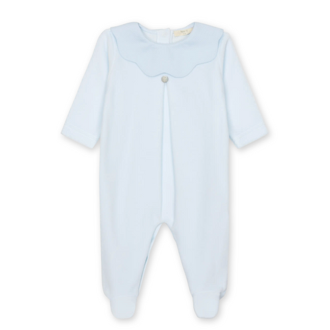 Baby Gi Baby Blue Velour Collar Babygrow