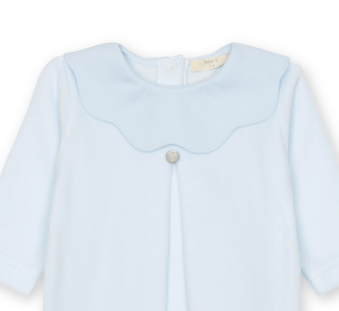 Baby Gi Baby Blue Velour Collar Babygrow