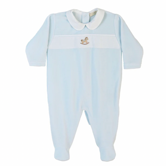 Baby Boys Blue Rocking Horse Babygrow