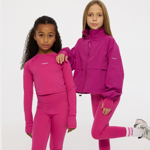 Ansandro Girls Berry Ribbed Gym Set