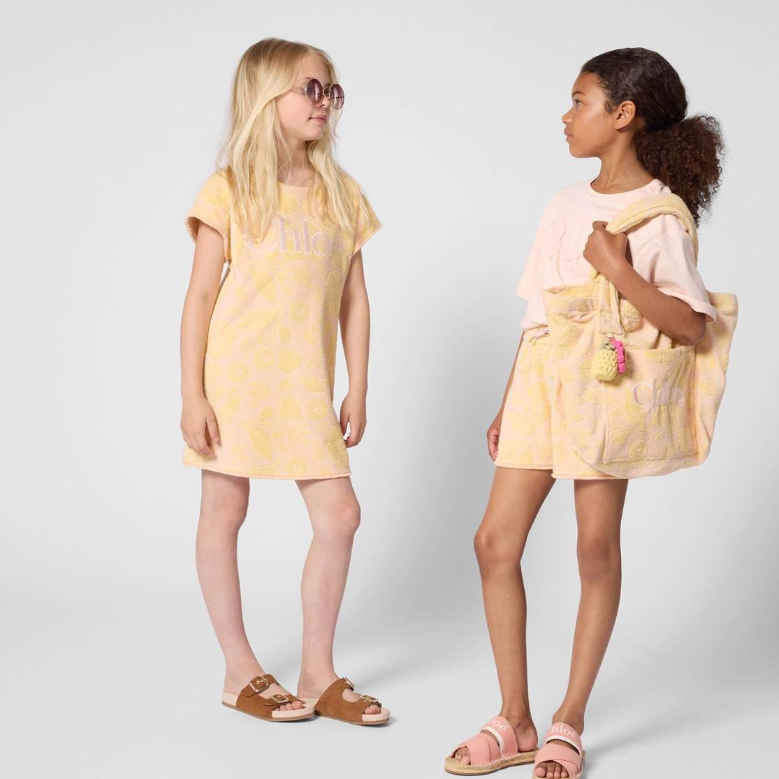 CHLOE Girls Pink Yellow Short Sleeved Dress
