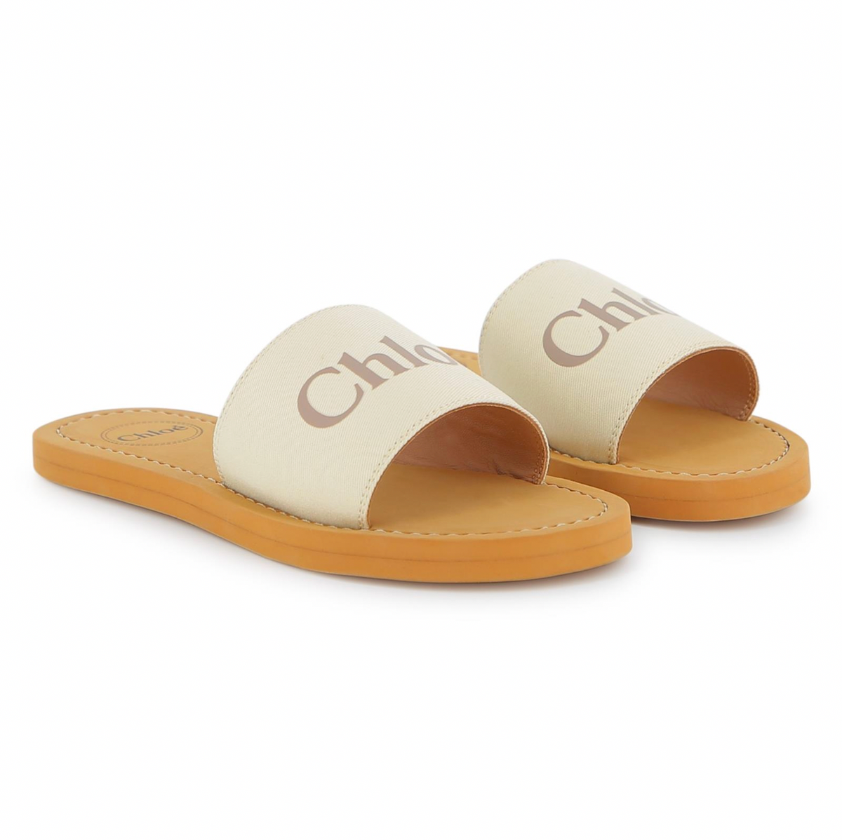 CHLOE Girls Cream Logo Sliders