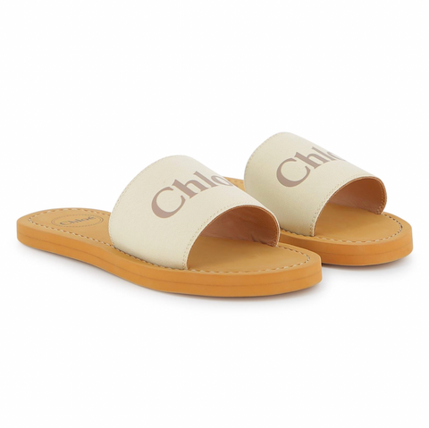 CHLOE Girls Cream Logo Sliders