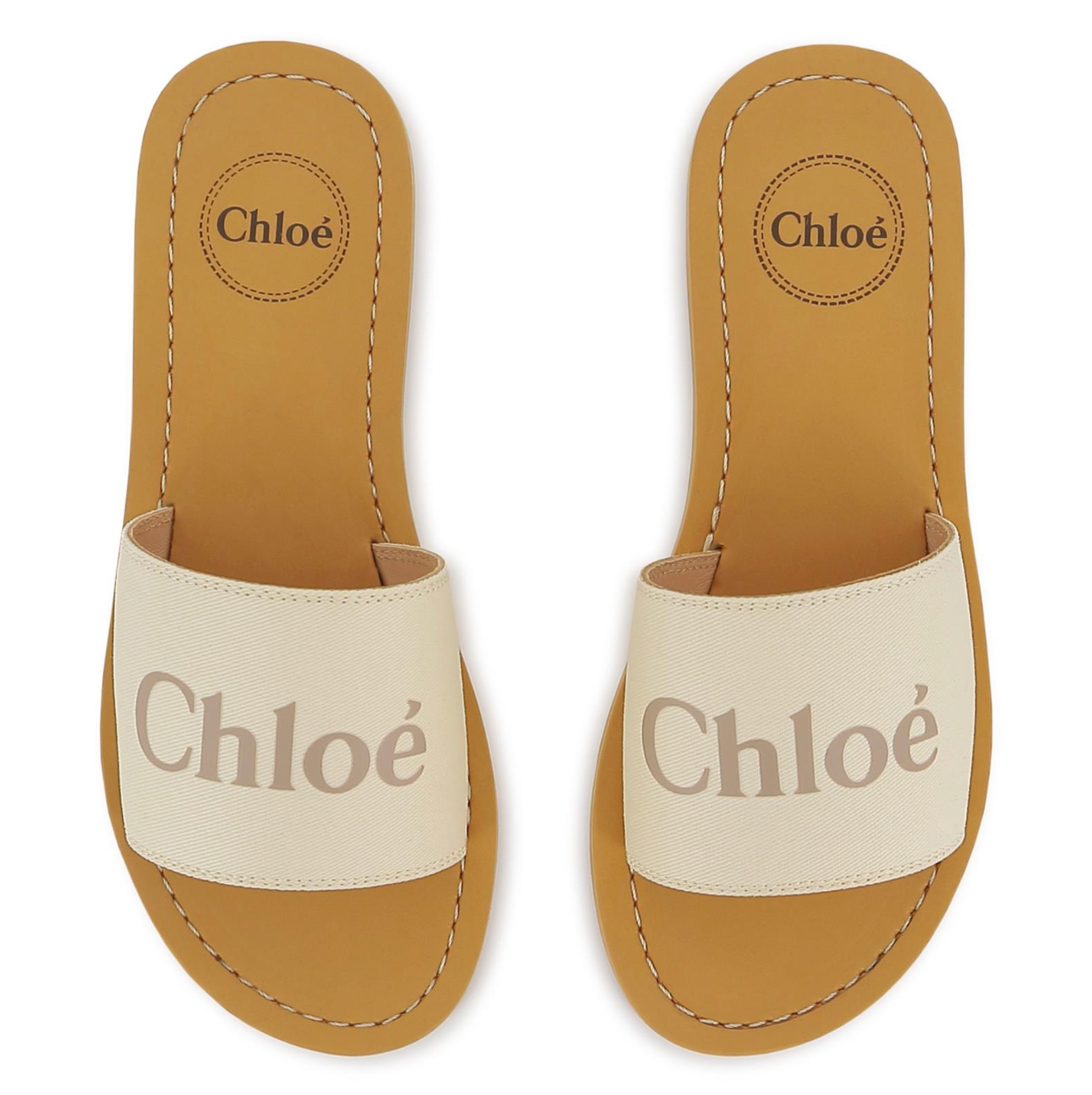 CHLOE Girls Cream Logo Sliders