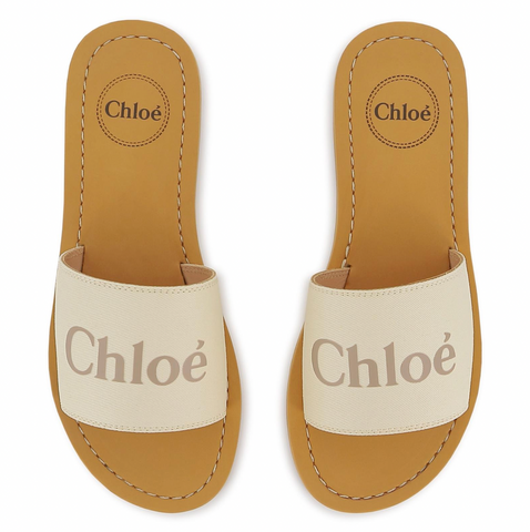 CHLOE Girls Cream Logo Sliders