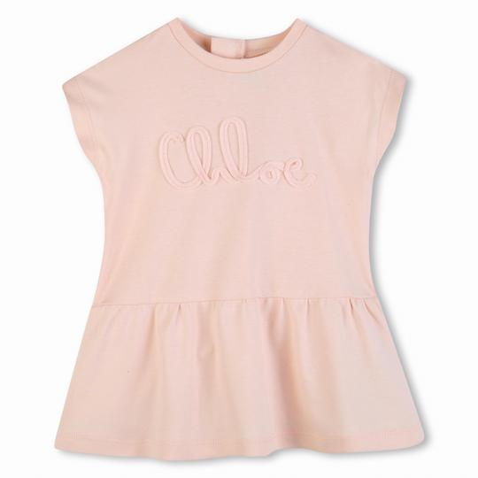 Girls Petal Pink Short Sleeved Dress
