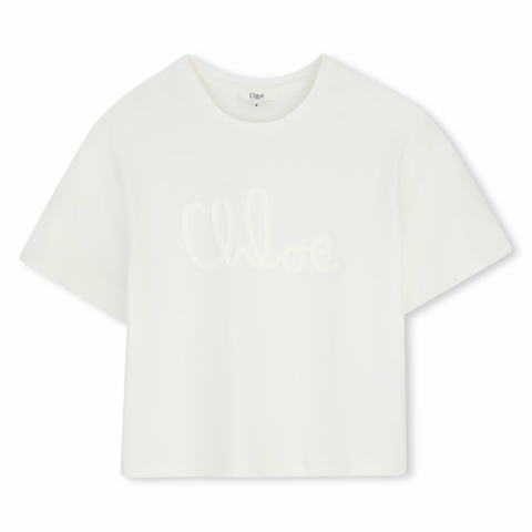 CHLOE Girls Offwhite Logo T-Shirt