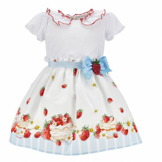 Girls White Strawberry Dress
