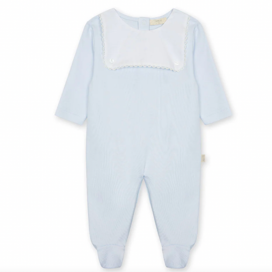 Baby Boys Blue Scallop Babygrow