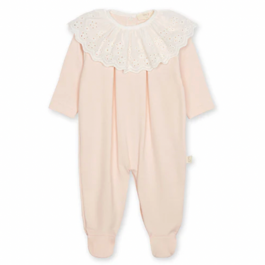 Baby Girls Peach Broderie Anglaise Babygrow