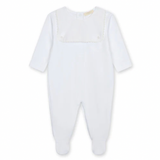 White Unisex Scallop Babygrow