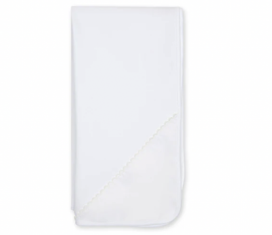 White Unisex Scallop Blanket