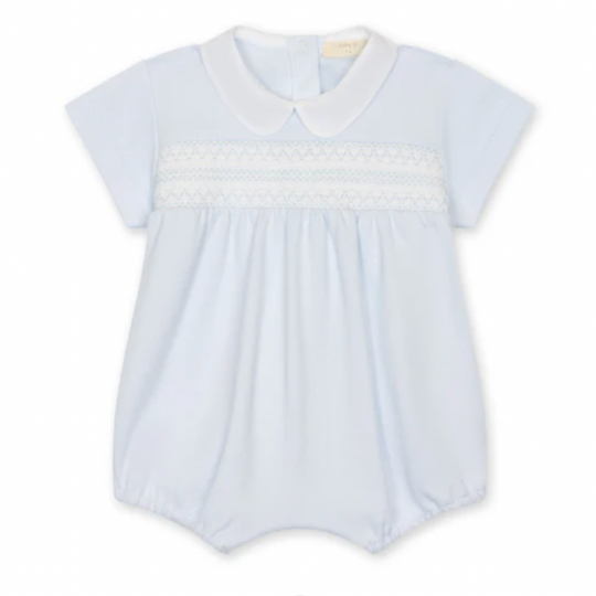 Baby Boys Blue Smocked Romper
