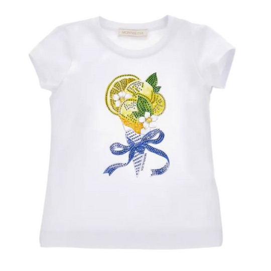 Girls White Lemon Ice Cream T-Shirt