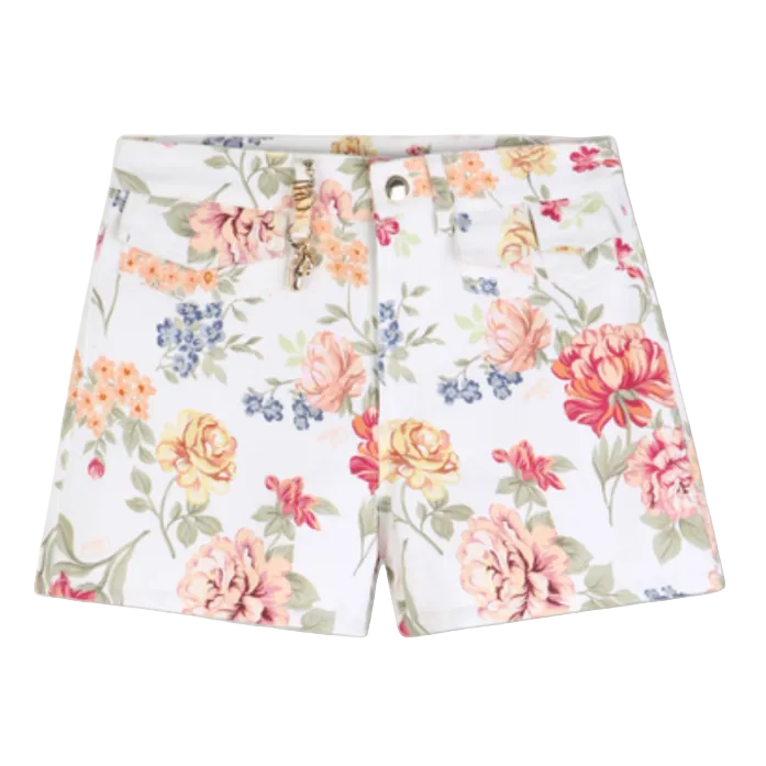 CHLOE Girls White Floral Denim Shorts