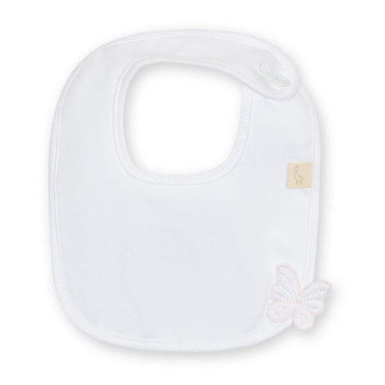 Baby Girls White Butterfly Bib