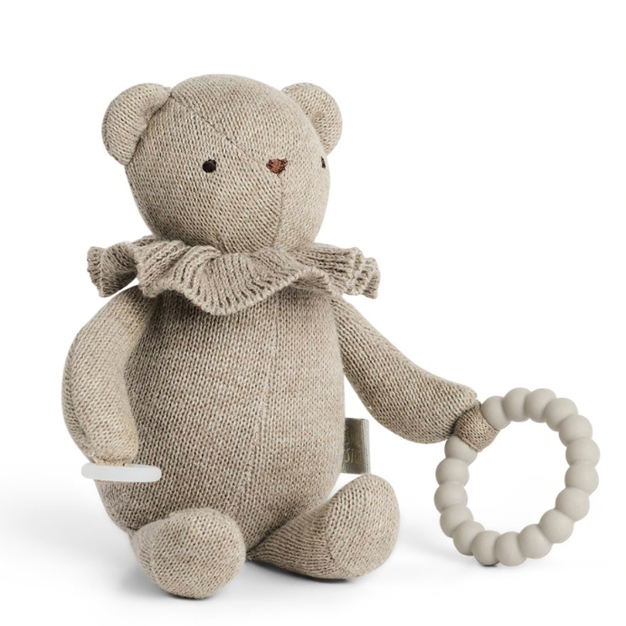 Beige Teddy Teether & Dummy Clip