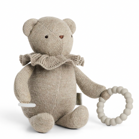 Beige Teddy Teether & Dummy Clip