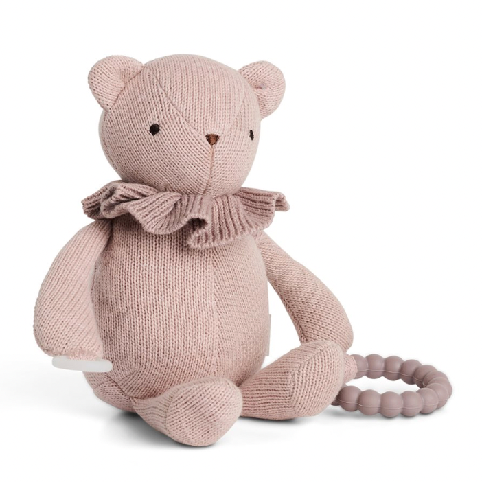 Pink Teddy Teether & Dummy Clip