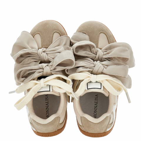 Girls Biege Suede Bow Trainers