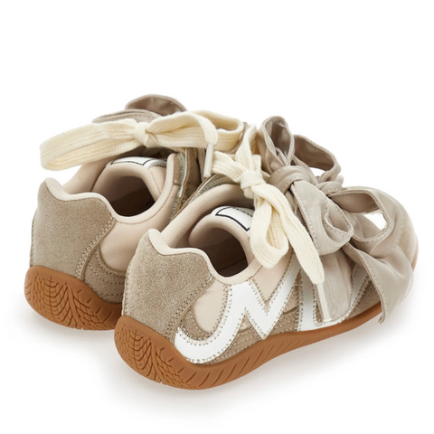 Girls Biege Suede Bow Trainers