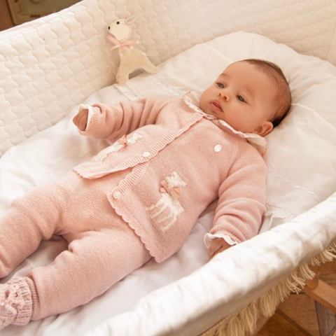 Baby Girls Pink Knitted Deer Set