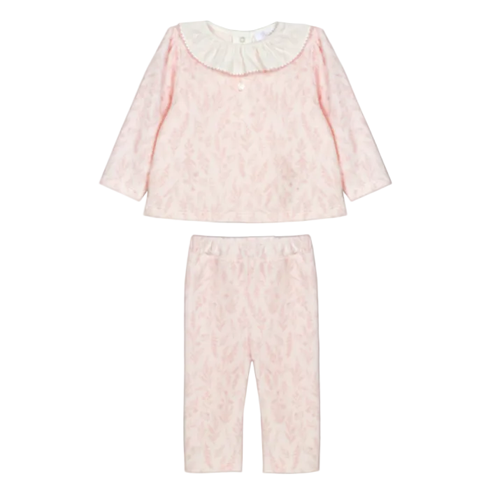 Baby Girls Pink Velour Flower Set