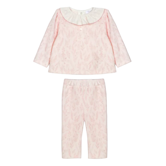 Baby Girls Pink Velour Flower Set