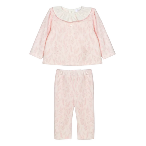 Baby Girls Pink Velour Flower Set